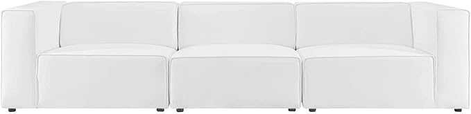 Modway Mingle Vegan Leather 3-Piece Sectional Sofa in White