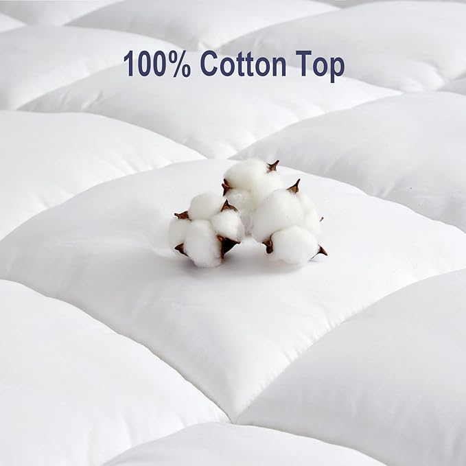 HYPREST Pillow Top Mattress Topper King, Extra Thick Mattress Topper 1300 GSM Down Alternative, 100% Cotton Soft Plush Bed Topper 8-24" Deep Pocket