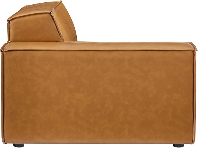 Modway Restore Vegan Leather Sectional 3-Seater Sofa in Tan