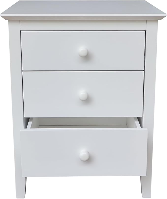 International Concepts Solid Wood Bedroom Nightstand with 3 Drawers in White - Image 6