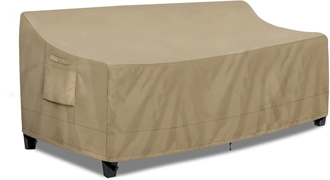 PureFit Outdoor Couch Cover Waterproof Patio Sofa Furniture Covers, 3-Seater Outdoor Cover with Air Vent and Handles, 78W x 35D x 35H Inches, Camel by PureFit