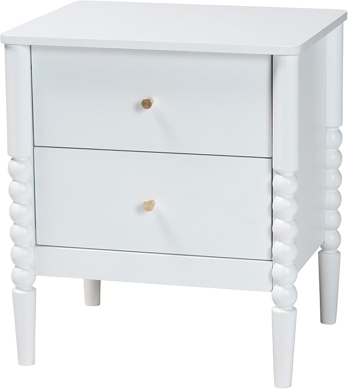 Baxton Studio Lucera Bobbin Wood Bedroom Set, 5-Piece, Twin, White