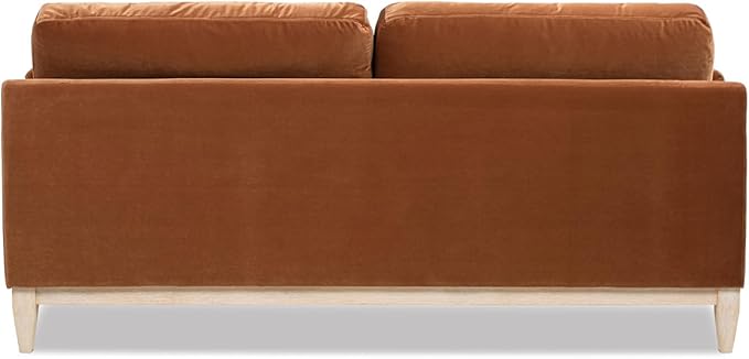 Jennifer Taylor Home Pasadena 75.5" Modern Living Room Farmhouse Performance Velvet Compact Sofa/Couch in Burnt Orange