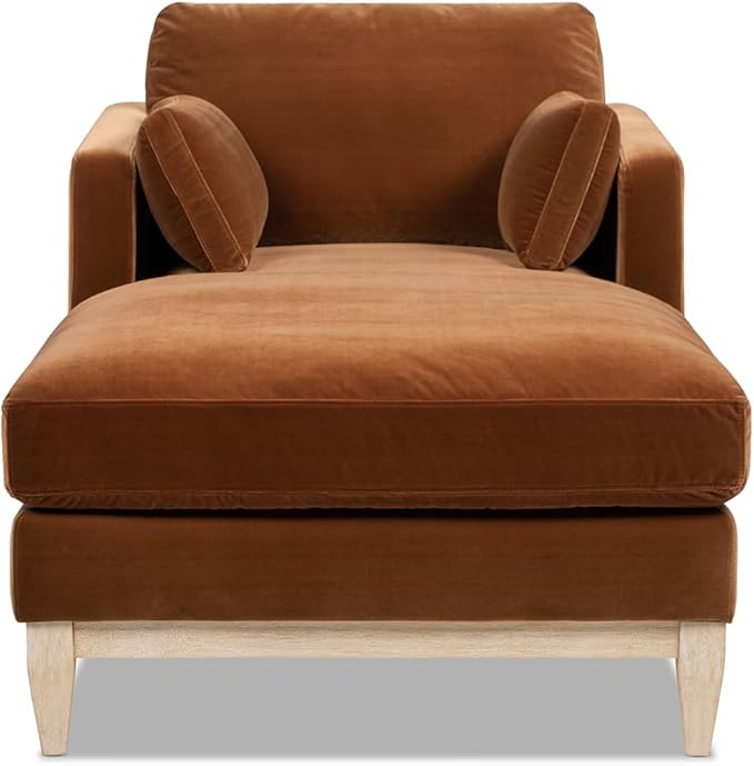 Jennifer Taylor Home Knox 65" Modern Farmhouse Chaise Lounge Chair, Burnt Orange Performance Velvet