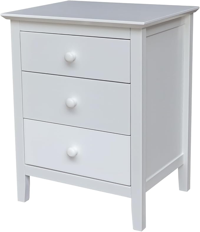 International Concepts Solid Wood Bedroom Nightstand with 3 Drawers in White by InternationalConcepts