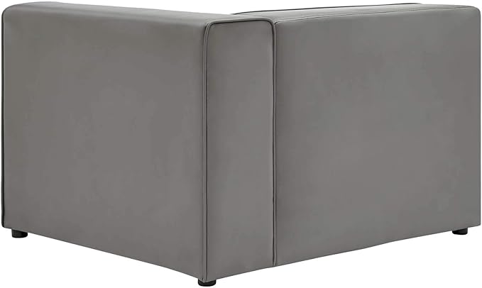 Modway Mingle Vegan Leather Sectional Sofa Right-Arm Chair in Gray