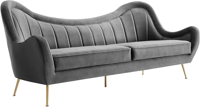 Modway EEI-5874-GRY Cheshire Channel Tufted Performance Velvet Sofa, Gray