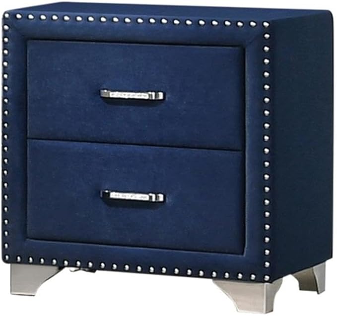 MAKLAINE 4-Piece Bedroom Set, Queen Size, Velvet Upholstery in Pacific Blue, Includes Bed with Wingback Headboard, 6-Drawer Dresser, Mirror, 2-Drawer Nightstand, Contemporary Style