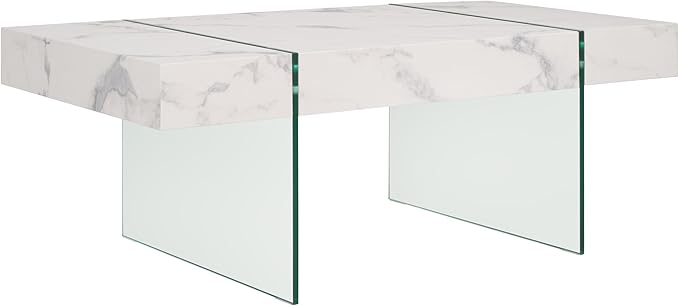 SAFAVIEH Home Collection Jacob White/Clear Glass Legs Rectangle Coffee Table