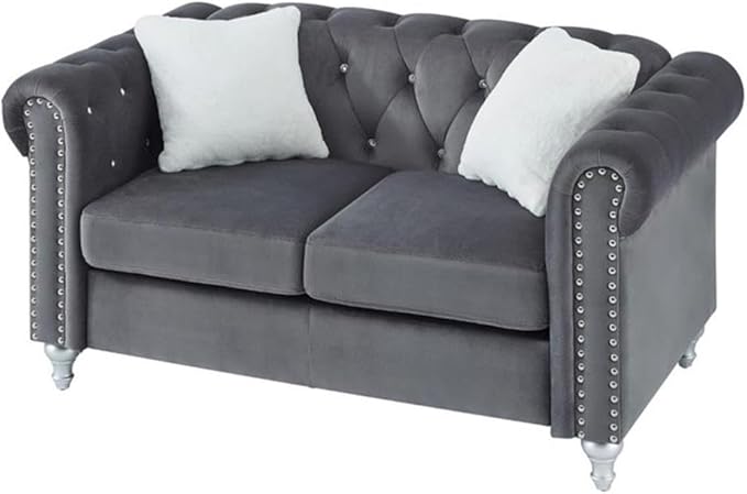 Glory Furniture Raisa Velvet Loveseat in Gray