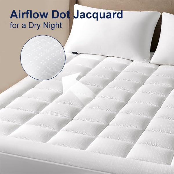 ACCURATEX Mattress Pad Califronia King - 2 Inches Double Layer Comforter Pillow Top Mattress Cover, Quilted Fitted Mattress Protector Cotton Top, Stretches up 8-21" Deep Pocket Mattress Topper,72x84