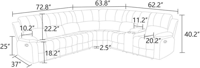 Reclining Sectional Sofa Set, L Shaped PU Leather Recliner Couch with Cup Holder and Storage Console for Home Theater & Living Room, Black