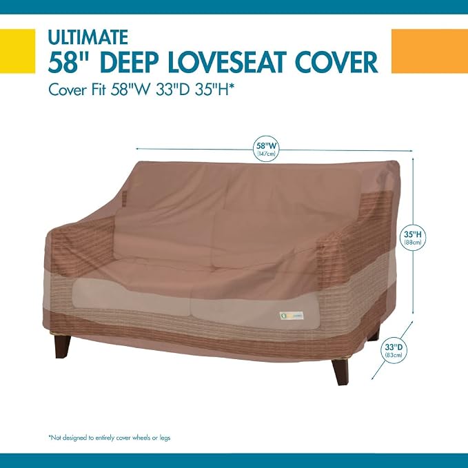 DUCKCOVERS ULV603535 Ultimate Loveseat Cover, 60"W x 35"D x 35"H, Mocha Cappuccino, Patio Furniture Covers - Image 8