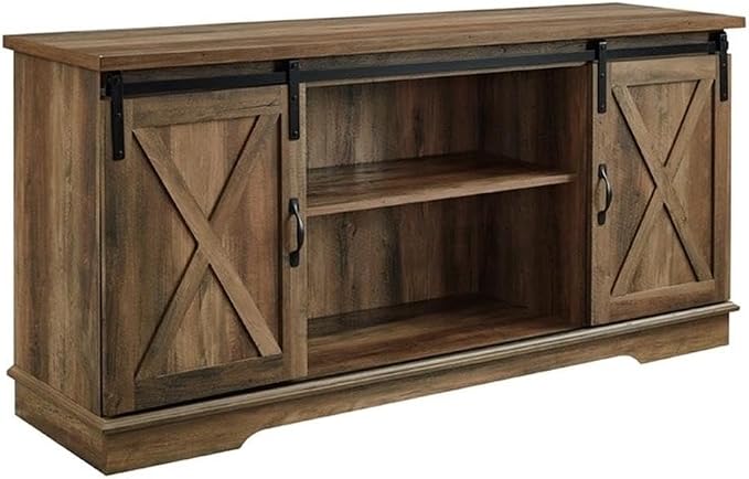Walker Edison Richmond Modern Farmhouse Sliding Barn Door TV Stand for TVs up to 65 Inches, 58 Inch, Reclaimed Barnwood by WalkerEdison