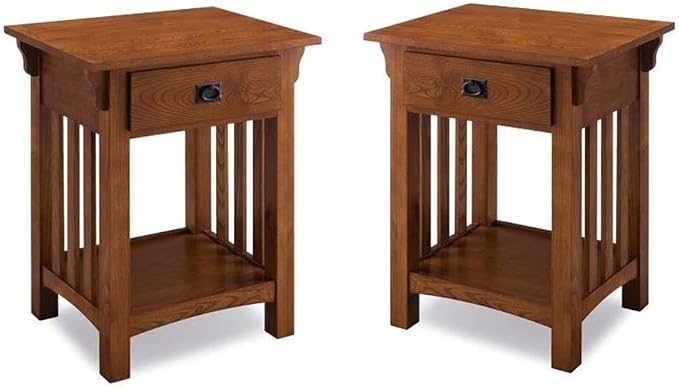 Home Square Mission Impeccable 1-Drawer Nightstand in Medium Oak (Set of 2) by HomeSquare