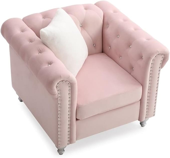 Glory Furniture Raisa Velvet Chair in Pink