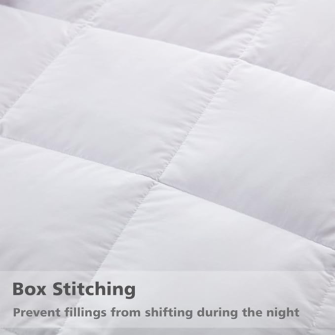 APSMILE Lightweight Down Feather Fibers Blanket, Summer Cooling Down Feather Fibers Comforter Twin Size, Ultra-Soft Breathable Thin Bed Quilt Duvet with Satin Trim(Twin, Cream White)