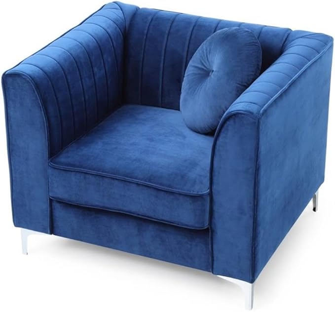 Glory Furniture Delray Velvet Chair in Navy Blue