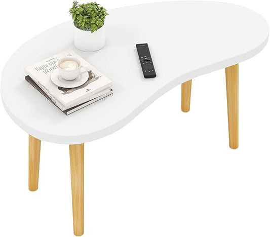 Mango Coffee Table Low Table with 4 Solid Wood Sturdy Legs,Floor Table Desk for Sitting on The Floor,19.7"D x 31.5"W x 16"H Inches,Living Room/Toy room Furniture,Rental house Furniture(White)