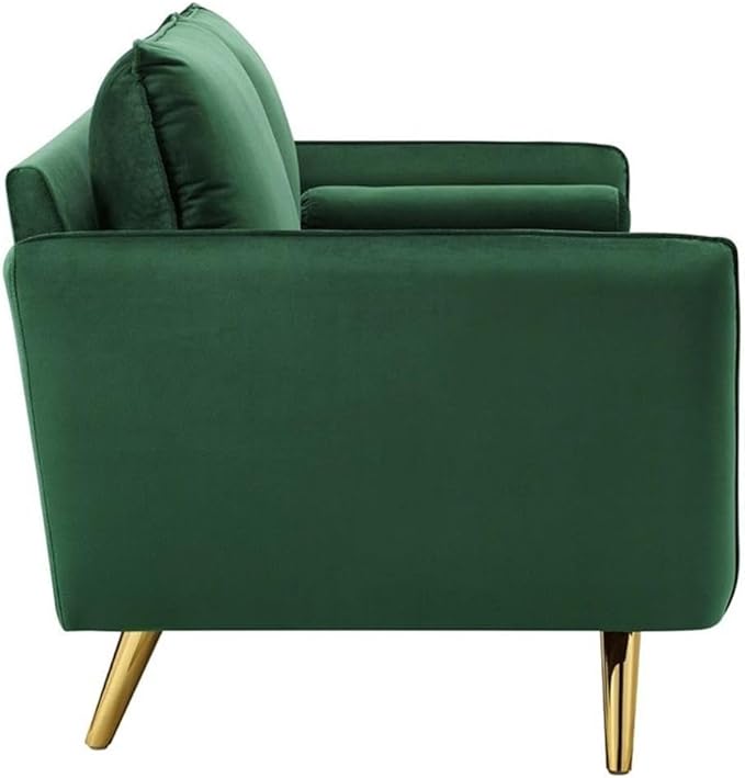Modway Revive Modern Performance Velvet & Metal Sofa in Emerald Green/Gold