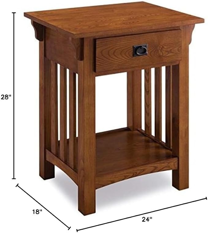 Home Square Mission Impeccable 1-Drawer Nightstand in Medium Oak (Set of 2) - Image 3