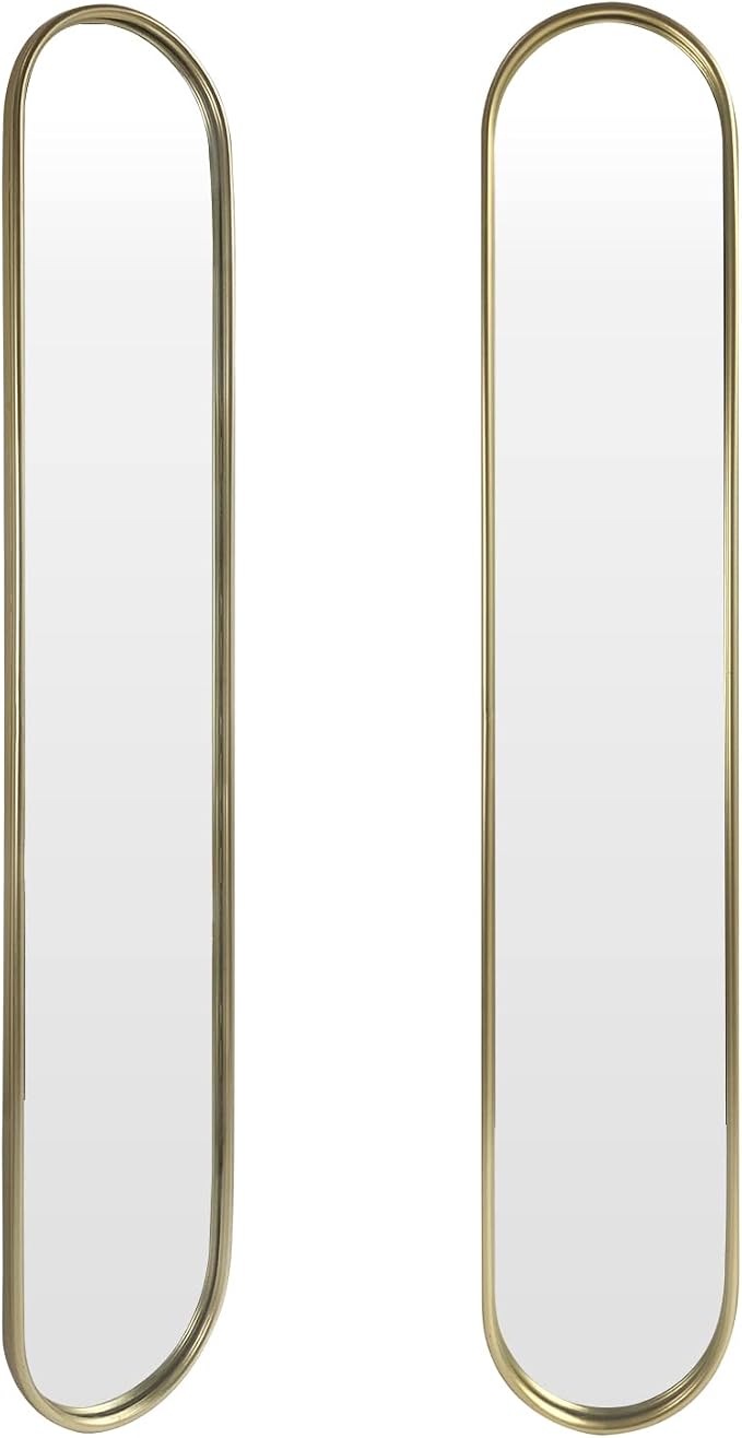 OUSHUAI Gold Full Length Oval Mirror,Narrow Capsule Long Mirrors with Metal Frame for Entryway,Hallway,Living Room 44"X8" (1pc) - Image 9