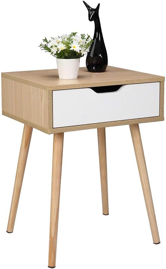 Bonnlo Wood Nightstands Set of 2 End Side Table with Spacious Drawer & Solid Wood Legs for Livingroom, Bedroom, Dorm - Image 9