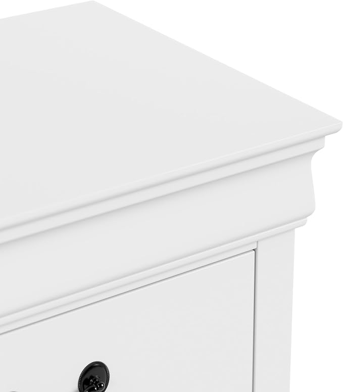 Furniture of America Arabella Traditional Solid Wood Nightstands Set of 2, Bedside Table with Drawers and Antique Nickle Handles, No Assembly Wooden Night Stands for Bedrooms, Guest Room, Dorm, White - Image 8