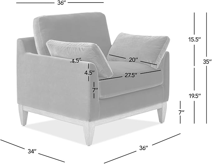 Jennifer Taylor Home Pasadena 36" Wide Modern Farmhouse Accent Arm Chair, Flax White Linen