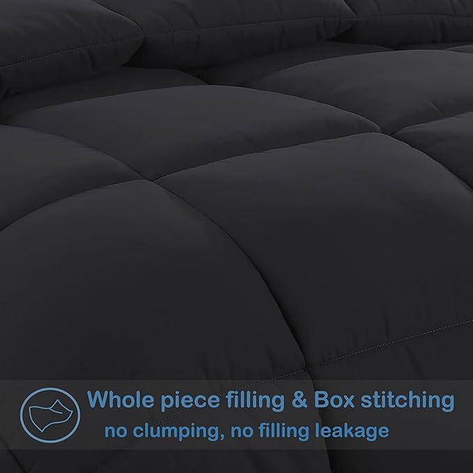 MAPLE DOWN Soft California King Size Comforter Duvet Insert-Down Alternative Comforter With Corner Tabs-Lightweight Fluffy Breathable Machine Washable (Black,102“x96”)