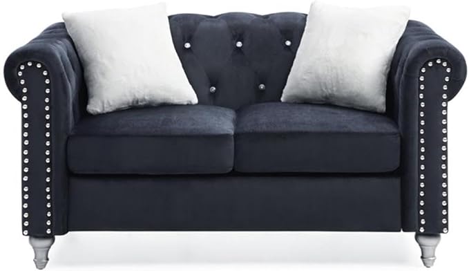 Glory Furniture Raisa Velvet Loveseat in Black