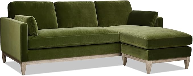 Jennifer Taylor Home Knox 89" Modern Farmhouse Reversible Chaise Sectional Sofa, Olive Green Performance Velvet