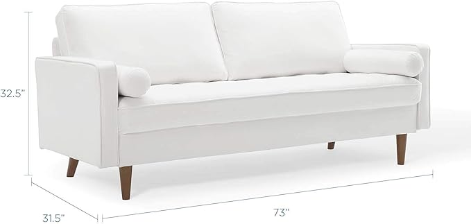 Modway EEI-3764-WHI Valour Performance Velvet Sofa, White