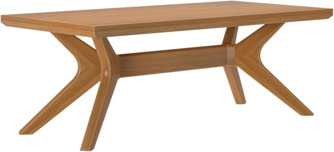 Plank+Beam Cross Leg Rectangular Coffee Table, 48 Inch Wood Coffee Table for Living Room, Modern Center Table, Cocktail Table, Pecan