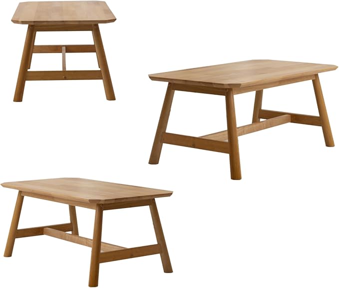 CIMOTA Coffee Table, Mid-Century Modern Rectangular Center Table, Solid Natural Wood Tea Table for Living Room, Light Wood Finish, 35.5" x 20"