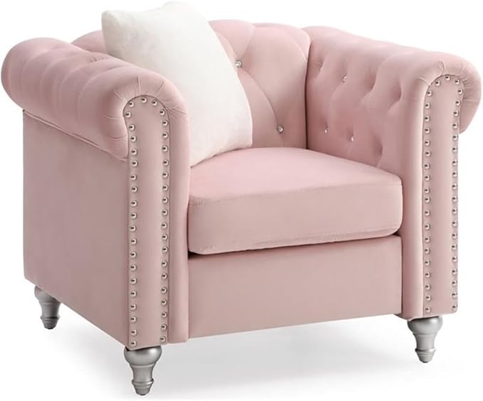 Glory Furniture Raisa Velvet Chair in Pink
