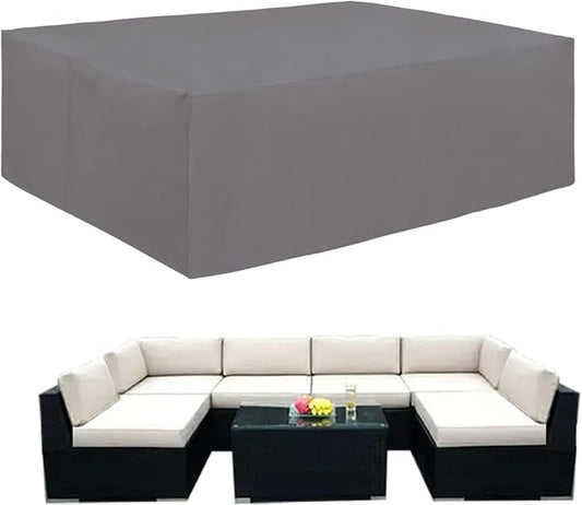 Easy-Going 600D Heavy Duty Patio Furniture Cover, Outdoor Rectangular Table and Chair Set, Waterproof Sectional Set (124"L x 71"W x 28"H, Grey) by Easy-Going