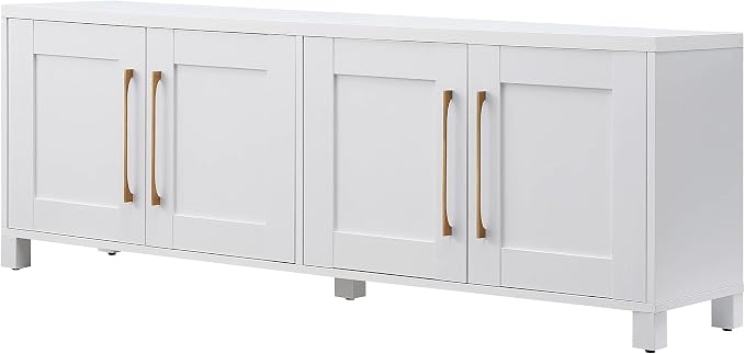 Henn&Hart Rectangular TV Stand for TV's up to 80" in White, TV Stands for the Living Room - Image 4