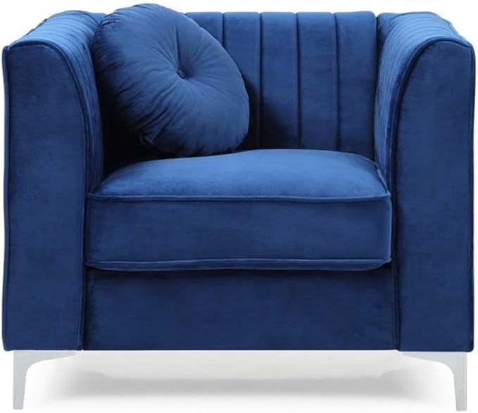 Glory Furniture Delray Velvet Chair in Navy Blue
