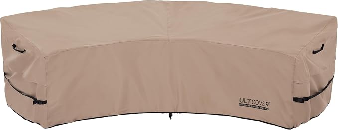ULTCOVER Waterproof Patio Curved Sofa Sectional Cover for 3-4 Seaters Outdoor Furniture Couch 126"(Back Arc Length) x 82"(Front Arc Length) by ULTCOVER