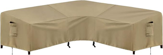 PureFit Outdoor Sectional Sofa Cover Waterproof V Shaped Patio Furniture Covers for Deck, Lawn and Backyard, 89”x89”, Camel by PureFit
