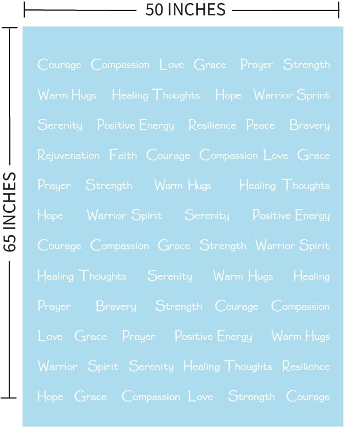 Compassion Blanket (Brand)- Strength Courage Super Soft Warm Hugs, Get Well Gift Blanket Plush Healing Thoughts Positive Energy Love & Hope (Light Blue, 50 x 65 Sherpa)