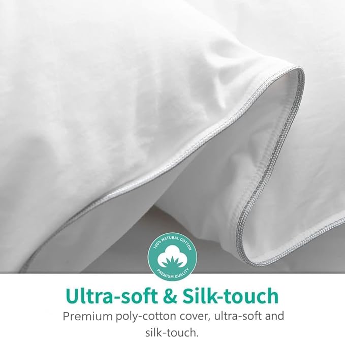 APSMILE Lightweight King Size Down Feather Fibers Comforter, Fluffy Duvet Insert for Warm/Hot Sleepers - Ultra-Soft High Fill-Power Hotel Collection Comforter, 39 Oz Duvet Blanket(White, 106"x90")
