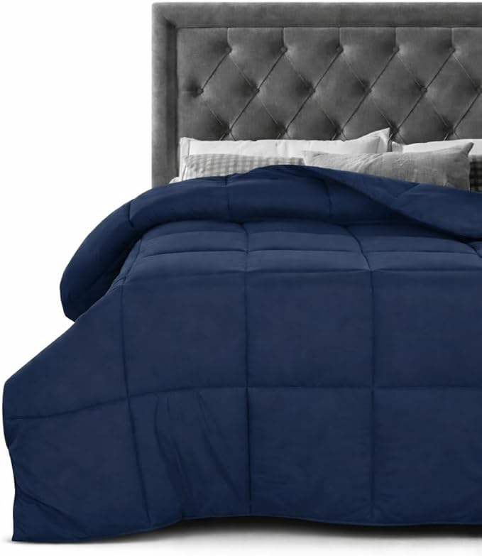 LUX Décor Queen Comforter – 88x88 Ultra-Soft Down Alternative Duvet Insert with Corner Tabs & Box Stitching, Hotel Quality Plush Microfiber Bedding, Oeko-TEX Certified - Navy Blue