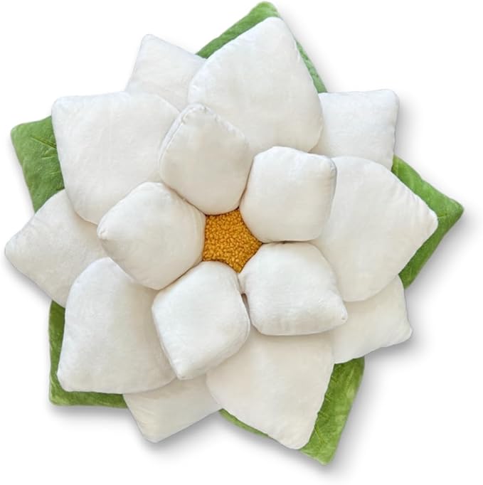 Green Philosophy Co. Poinsettia Pillow – Large Soft 3D Flower Throw Pillow, Marshmallow White Decorative Pillow for Couch & Bed, Cute Premium Gift for Plant Lovers, Star-Shaped