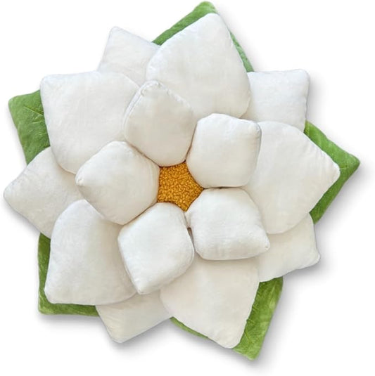 Green Philosophy Co. Poinsettia Pillow – Large Soft 3D Flower Throw Pillow, Marshmallow White Decorative Pillow for Couch & Bed, Cute Premium Gift for Plant Lovers, Star-Shaped