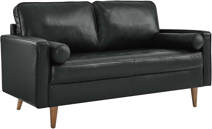 Modway EEI-5870-BLK Valour Leather Loveseat, Black
