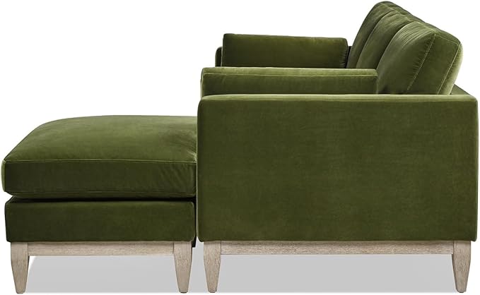 Jennifer Taylor Home Knox 89" Modern Farmhouse Reversible Chaise Sectional Sofa, Olive Green Performance Velvet