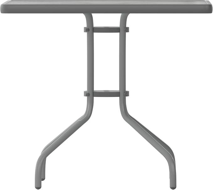 Flash Furniture Barker 31.5'' Square Tempered Glass Metal Table, Silver - Image 9