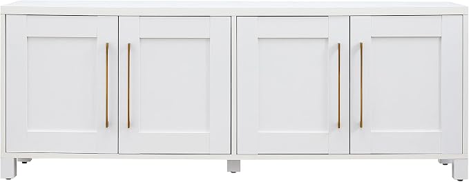 Henn&Hart Rectangular TV Stand for TV's up to 80" in White, TV Stands for the Living Room - Image 3